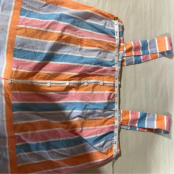SOLUDOS ~ Multi-Colored Iris Maldive Stripe Button Down 100% Cotton Tank - Picture 7 of 9